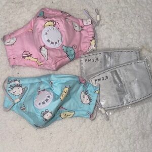 Kids Cartoon Face Masks - Duck Pink and Blue Anti Pollution with Filter